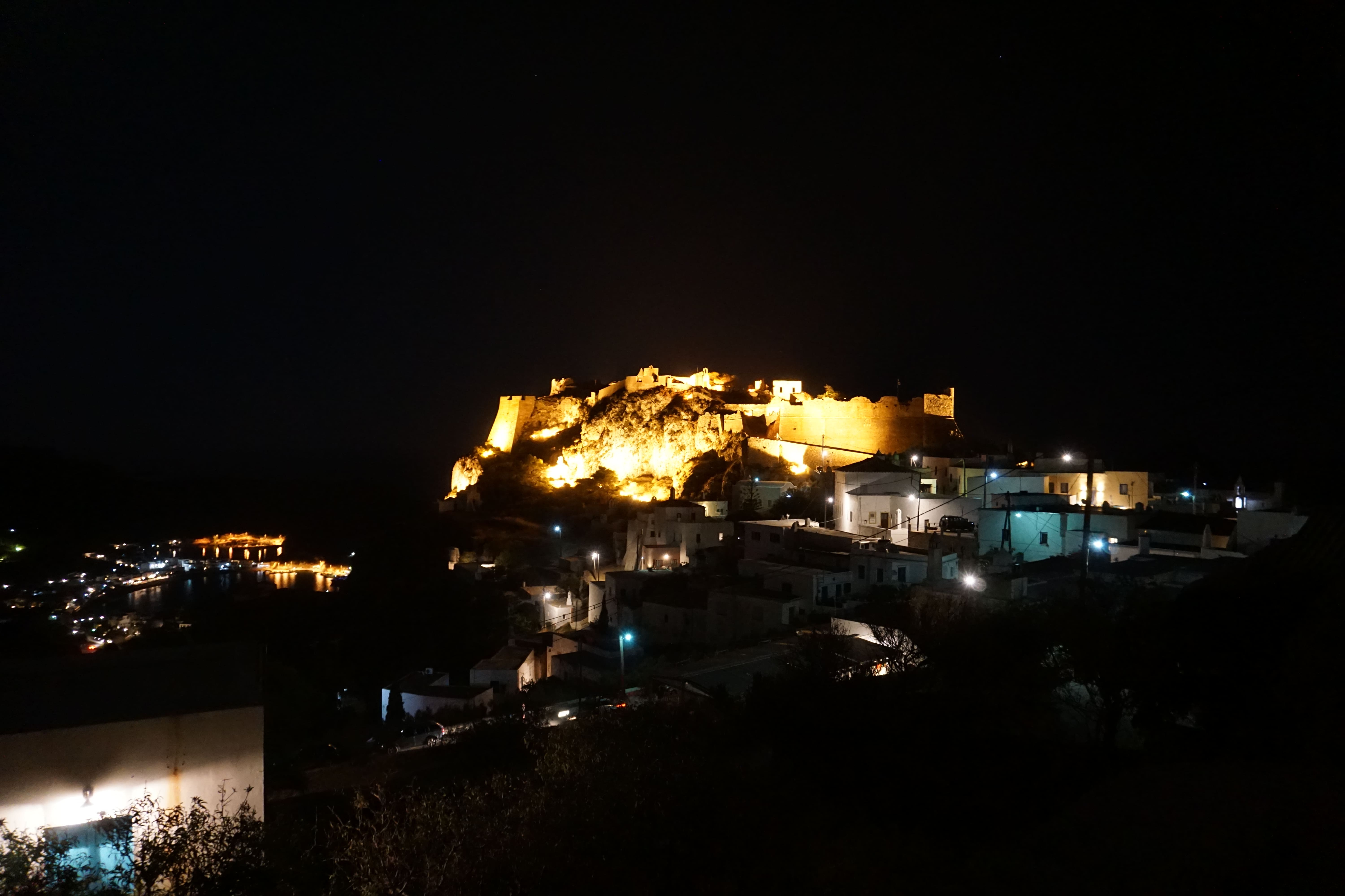 Chora Kyhera Castle by night