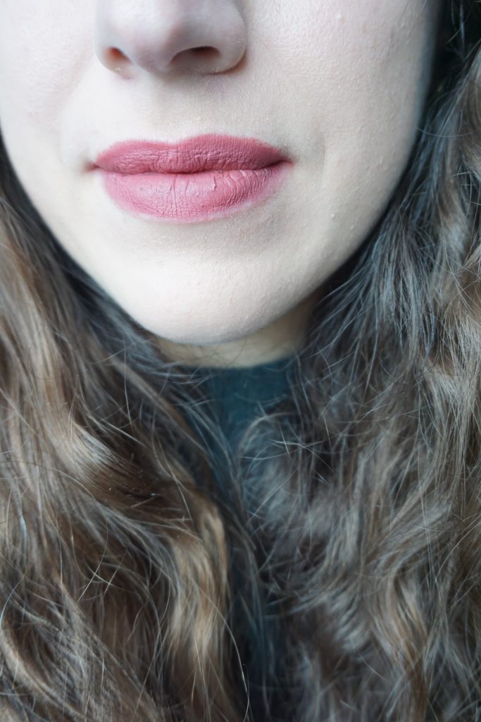 Velvet Blush lightly on lips